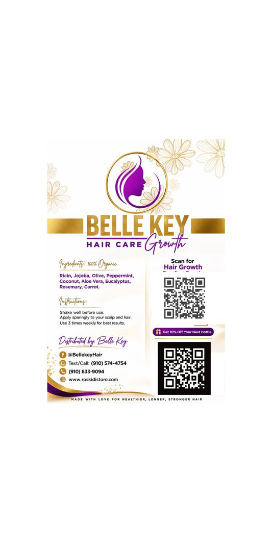 Belle Key Hair Growth Oil ( 2 Bottles Bundle 4 oz )